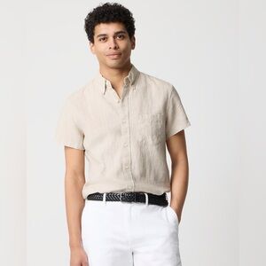 NWT J.Crew Factory (LIGHT GREEN) Short-sleeve linen-blend shirt